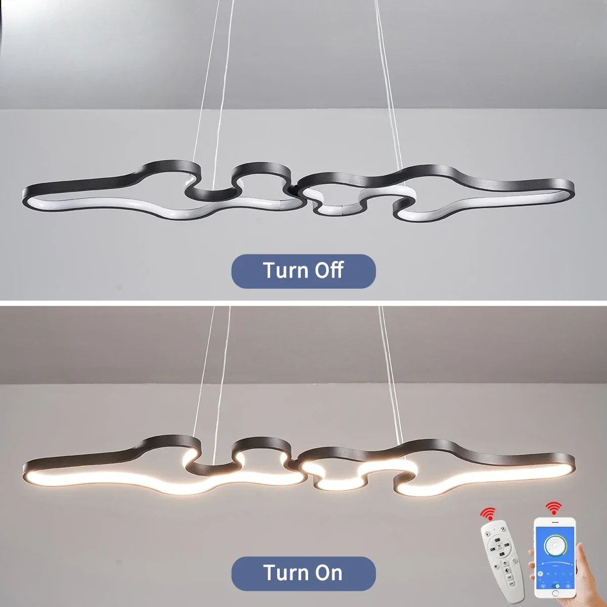 Modern Copper LED Ceiling Linear Light Dining Room Living Room Office Pendant Lights S-shaped Chandelier LED Wave Pendant Light