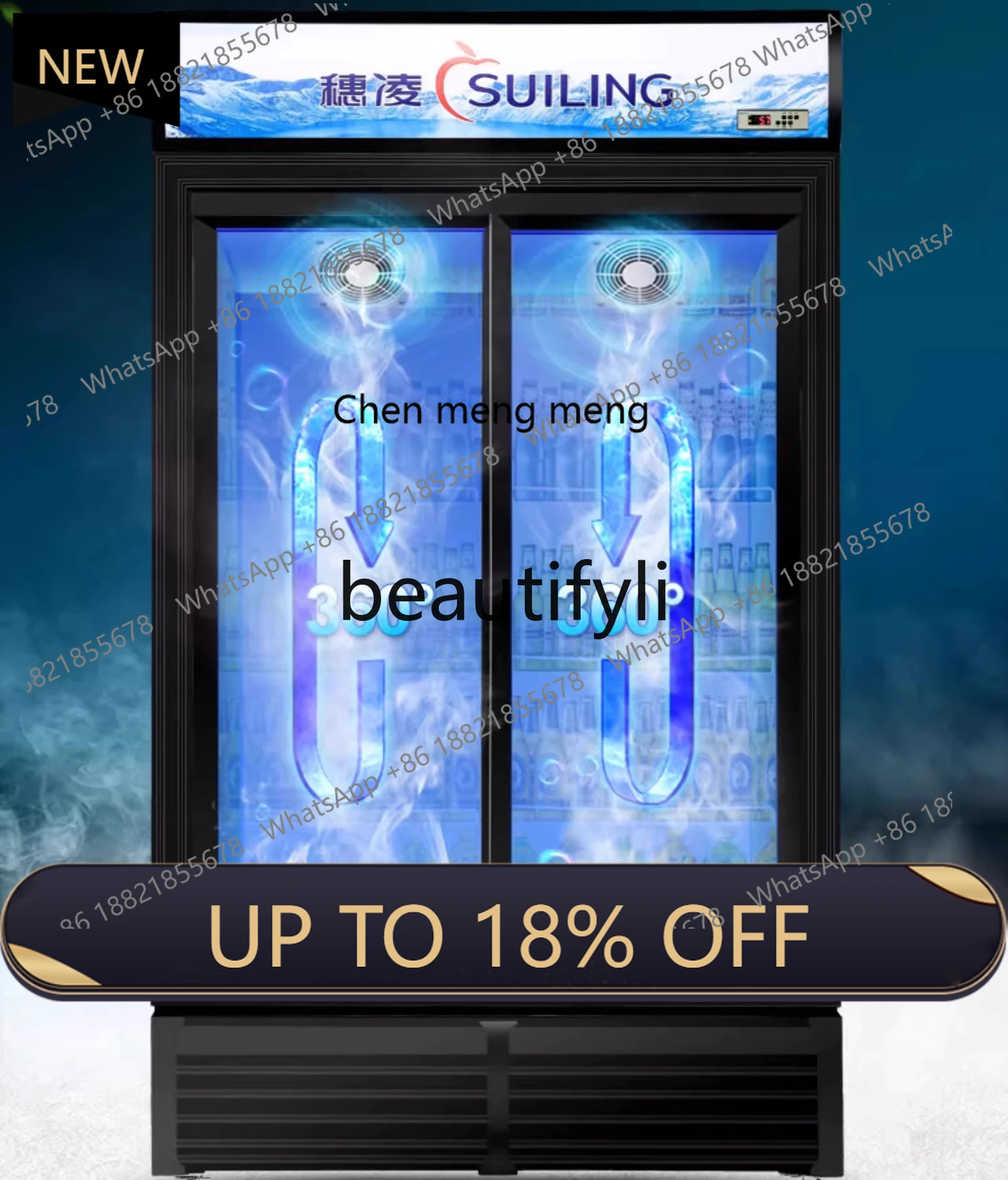 

Z189 a01 Commercial Freezer Left and Right Sliding Door Beverage Refrigeration Fresh-keeping Cabinet Air-cooled Frost-free Refri