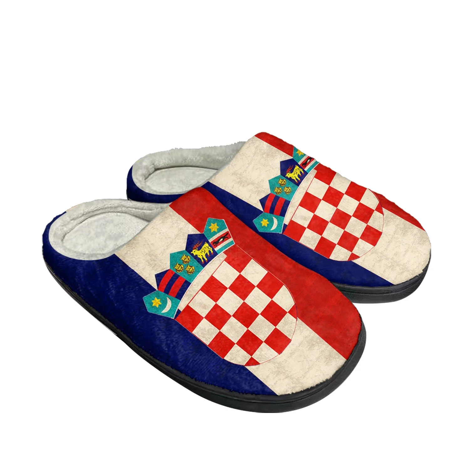 Croatian Flag Home Cotton Custom Slippers Mens Womens Sandals Croatia Plush Bedroom Casual Keep Warm Shoes Thermal Slipper