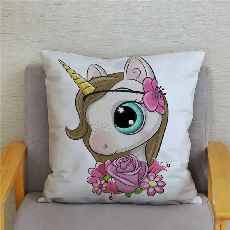 

Cartoon Unicorn Square Pillowcase Home Cushion Cover Cute Print Pillow Cases Sexy Living Room Sofa Pillow Cars Girl Decorate
