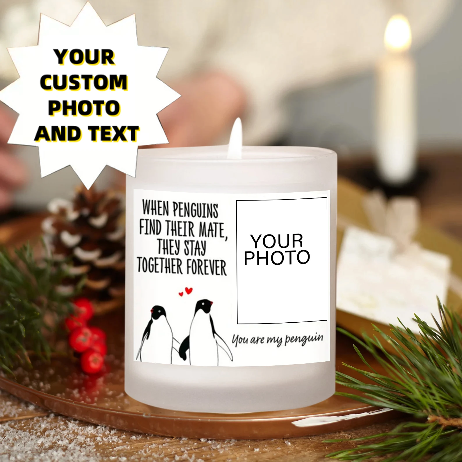 

7oz(200g) Personalized candles, customized couple photos, anniversary gifts, birthday gifts, wedding candles, Christmas gifts