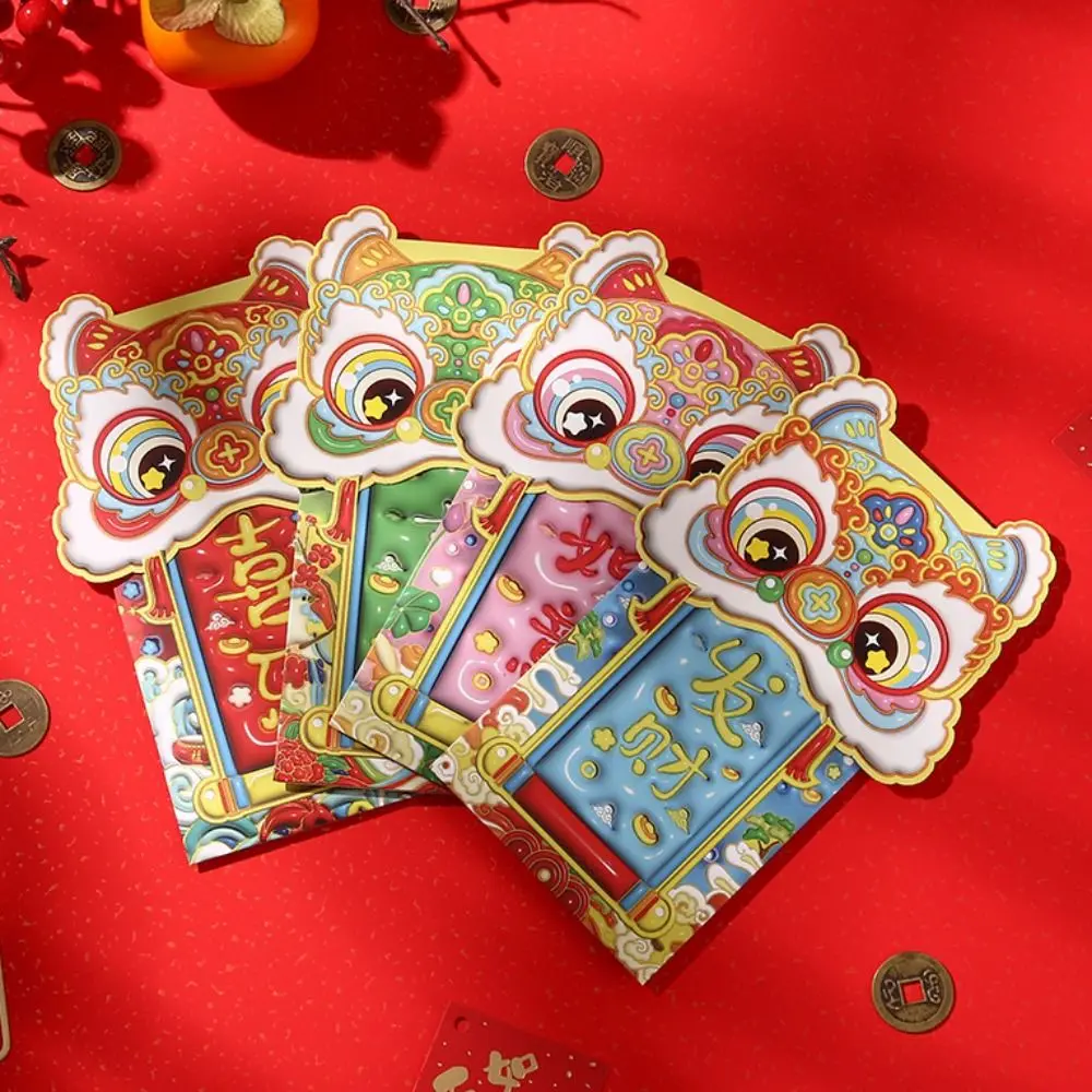 4pcs/set Cartoon Red Envelopes Besh Wishes Zodiac Snake Snake Year Red Packets Blessing Hongbao Chinese Style Lucky Money Bag