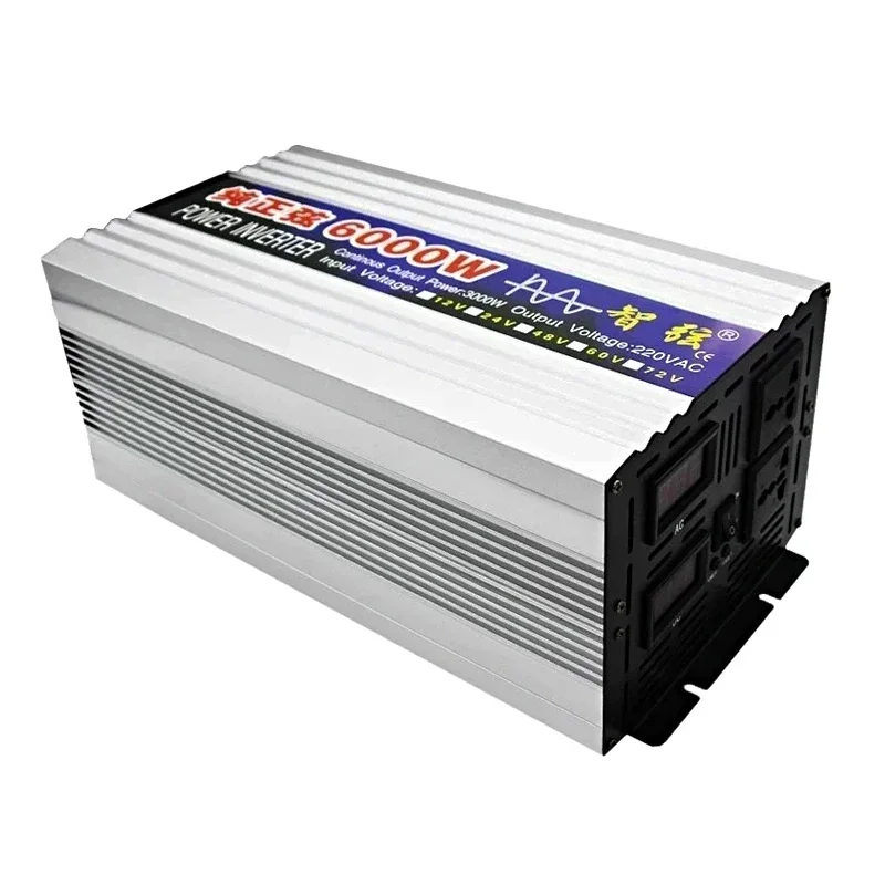 5000W 6000W 8000W Pure Sine Wave Inverter DC 12V 24V To AC 220V 50Hz 60Hz Converter Large Power Dual Output Solar Generator