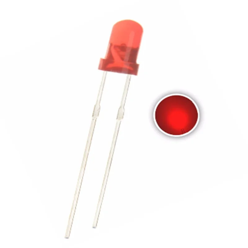 

100pcs 3mm Red Color Diffused Led Round Dip F3 Dc 2v 20ma Light Lamp