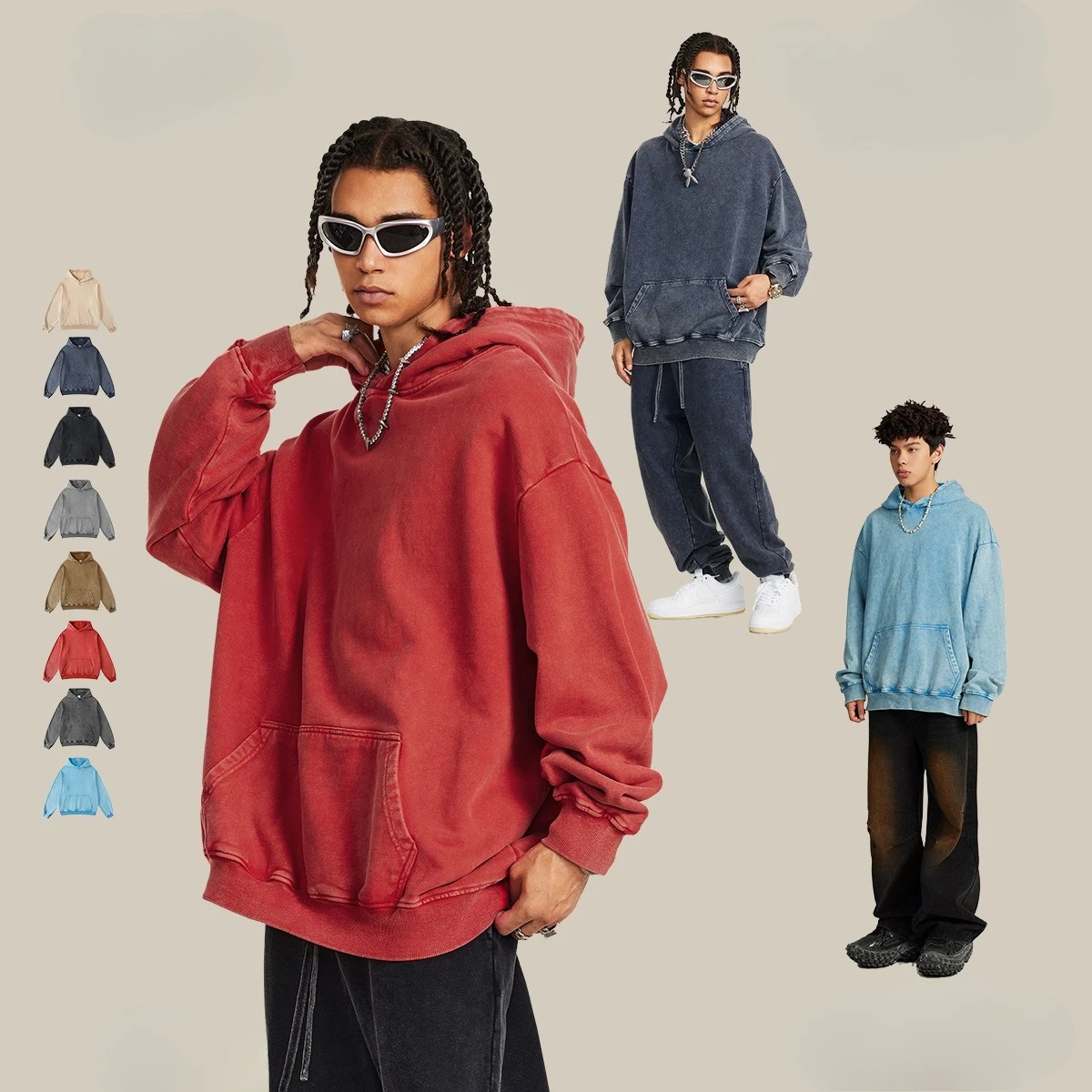 

Мужской свободный свитер из 100% хлопка с логотипом на заказ, 420 г, винтажный пуловер унисекс с принтом батика, пуловер унисекс, топ