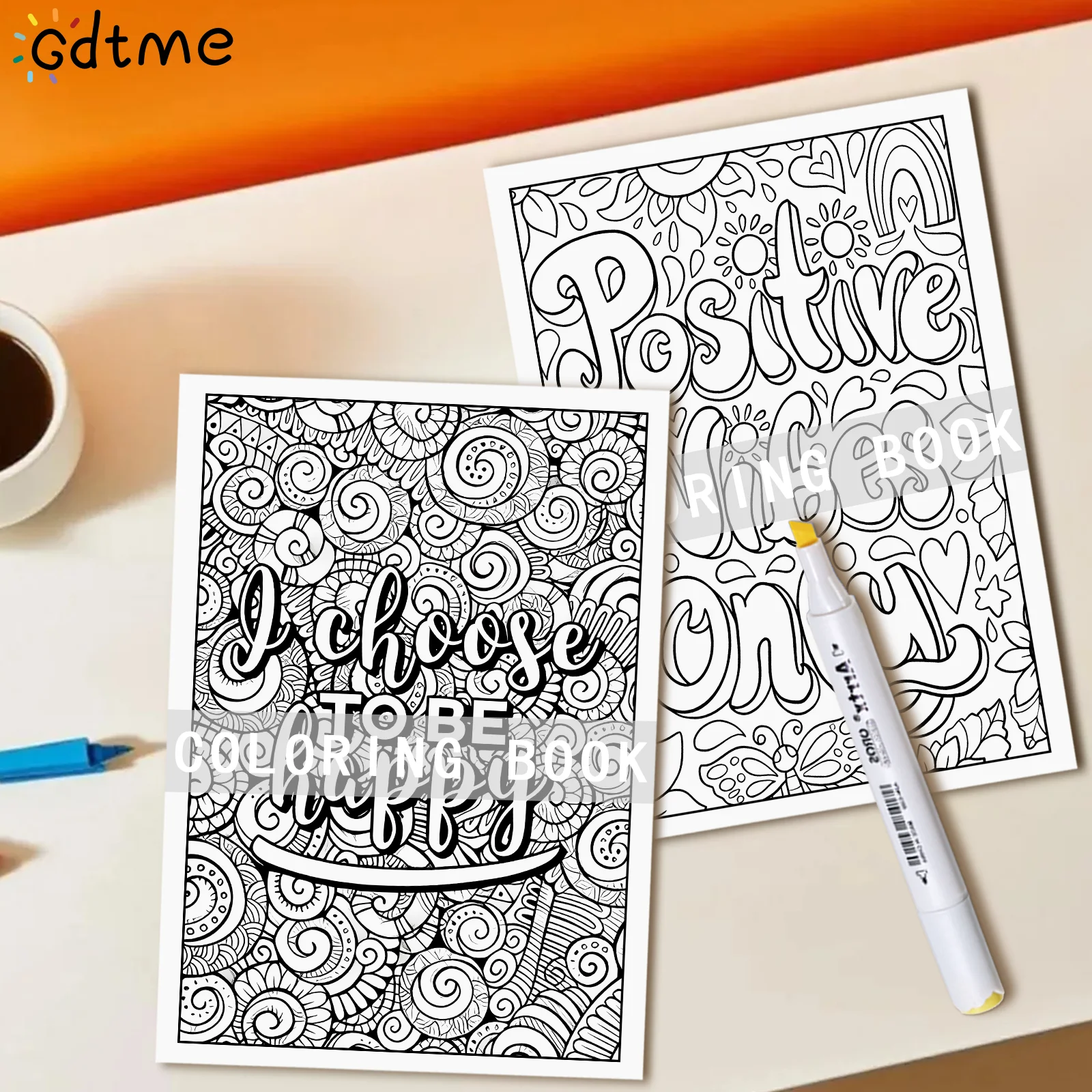 Positive Mindset Affirmatiomg Coloring Book 24Page for Children Adult Picture Books Graffiti Drawing Kill Time Relieve Stress