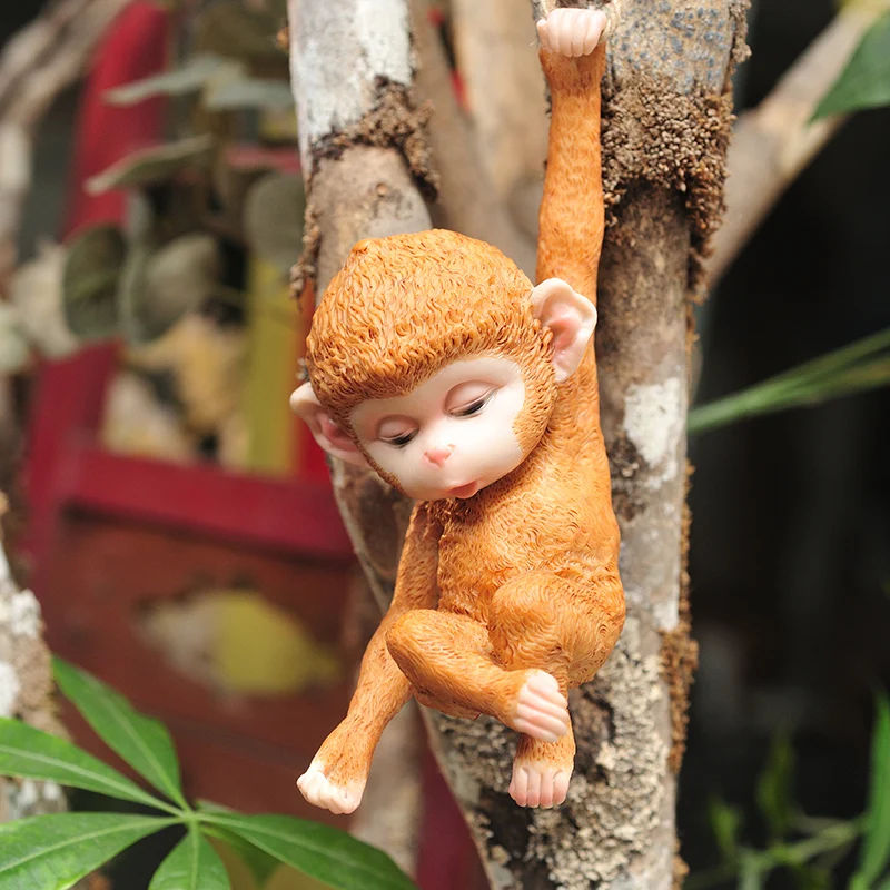 

Pastoral Cute Hanging Monkey Resin Pendant Crafts Outdoor Garden Courtyard Figurines Decoration Landscape Layout Sculpture Art