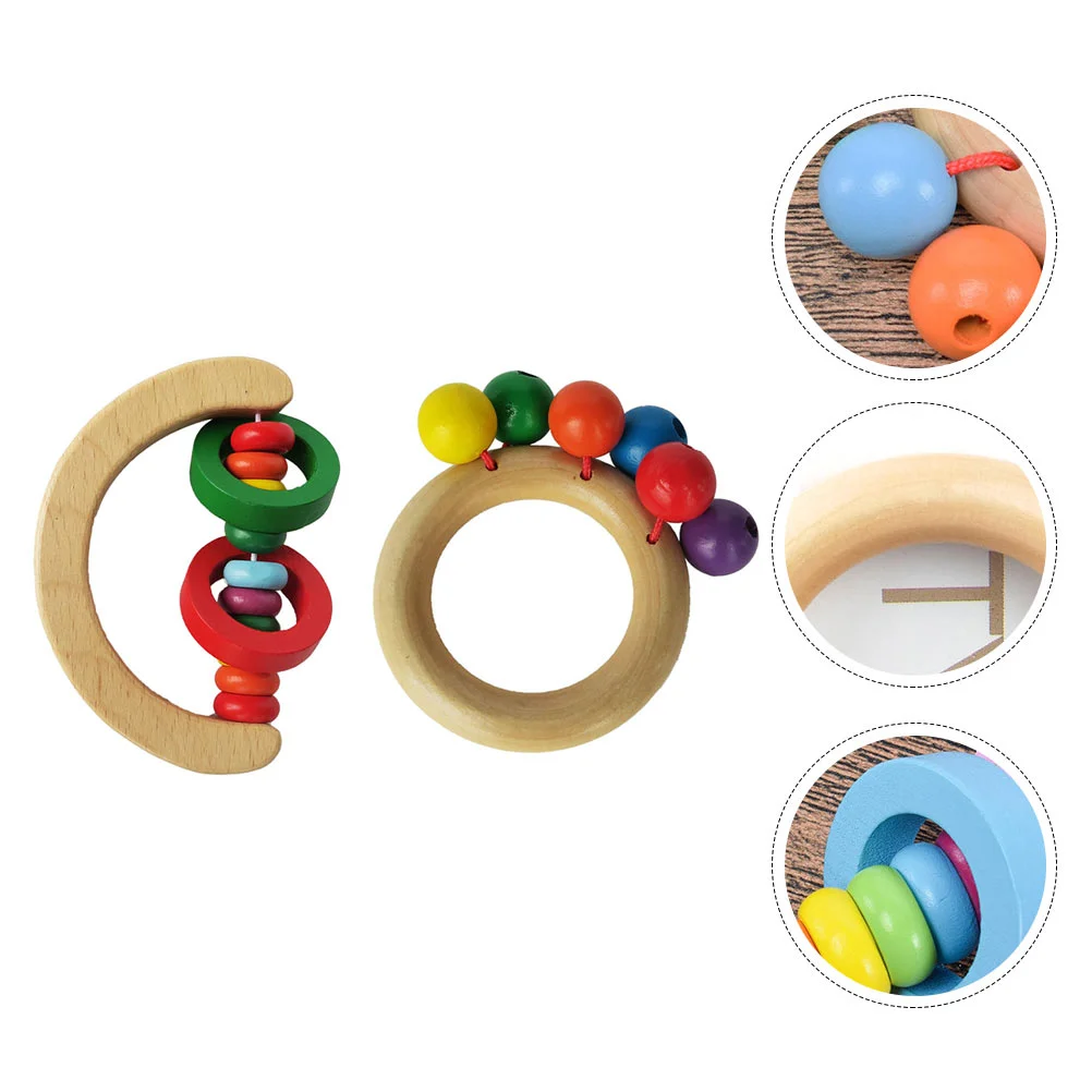 2 Pcs Wooden Baby Colorful Kids Childrens Infant Early Educational Plaything Grabbing