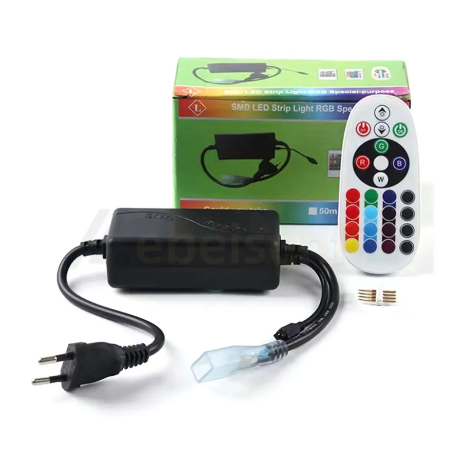 Controller RGB 220V luci di striscia LED ad alta tensione Dimmer 24 tasti IR Wireless Remote EU Plug per lampade a barra a nastro controlli di