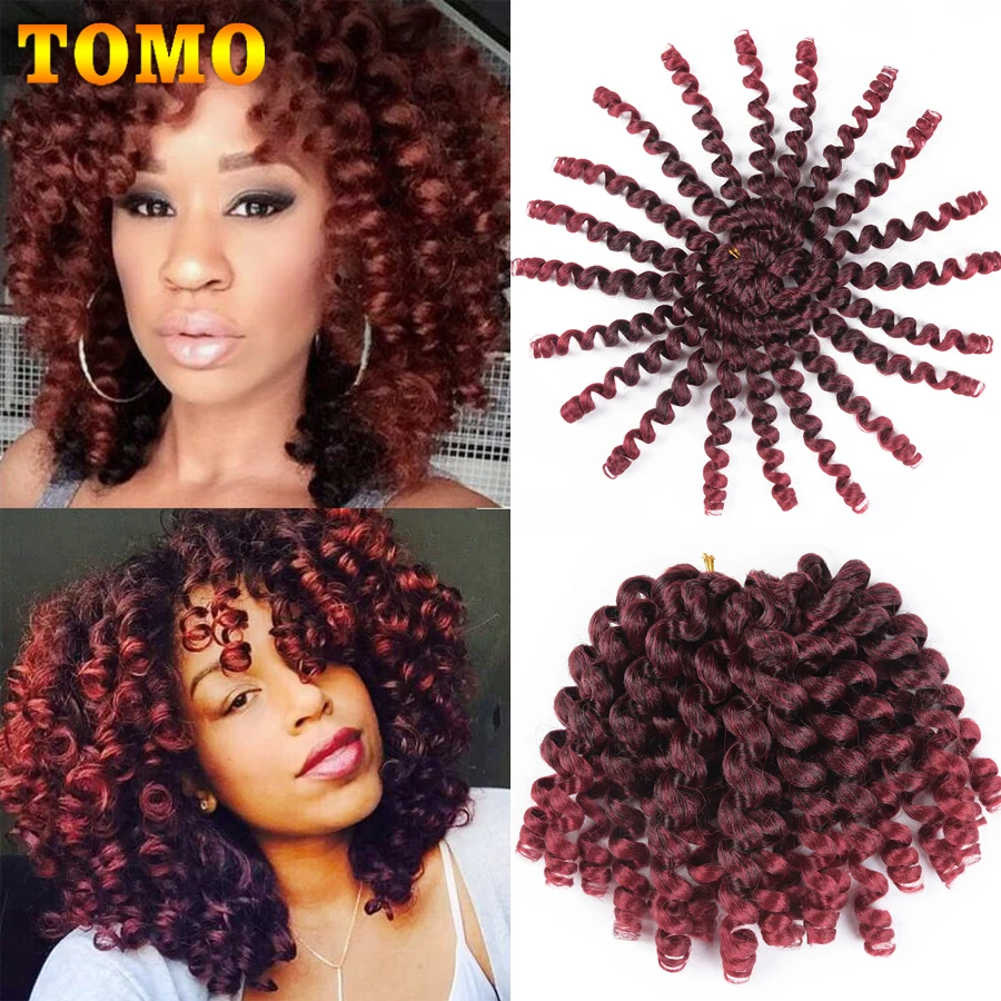 TOMO Jamaican Bounce Wand Curl Hair 8 12 Inch Jumpy Wand Curly Crochet Hair Short Curly Synthetic Crochet Braids Hair Extension