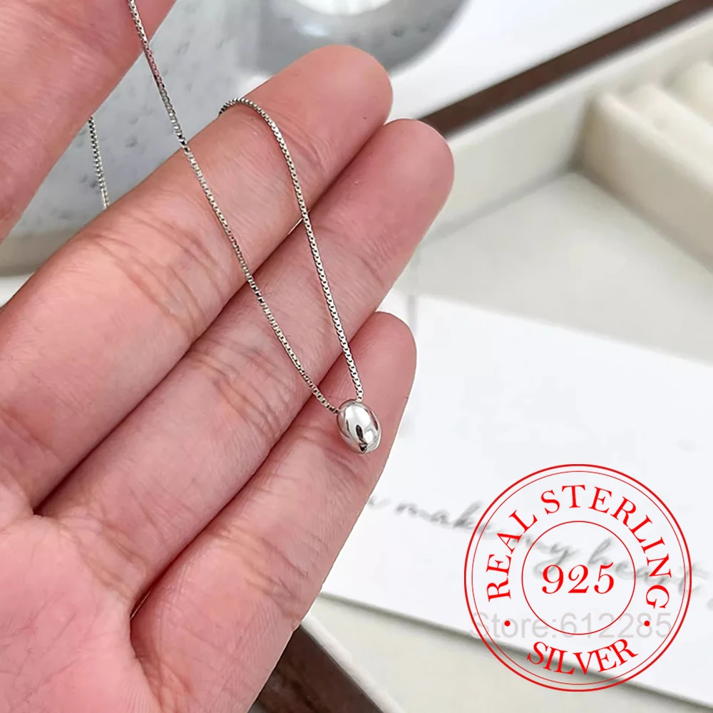 

Стерлингового Серебра 925, геометрические бусины в виде фасоли, цепочка на ключицы, ожерелье, кулон для женщин, свадебная вечеринка, ювелирные изделия, подарок, воротник