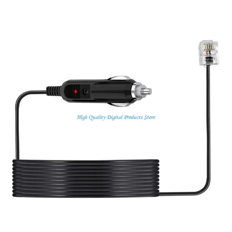 

U2JE Universally 12V 2A Car Power Cable For Beltronics Detectors Power Cord Red LED RJ11/DC3.5x1.35mm Interfaces