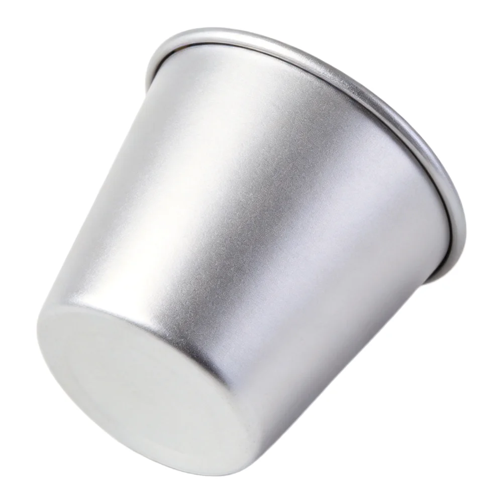 Aluminum Alloy Caramel Dessert Cup for Pudding Custard Jelly Baking - 8x8x7.3cm Anodized Rolled Edge Pastry Tool