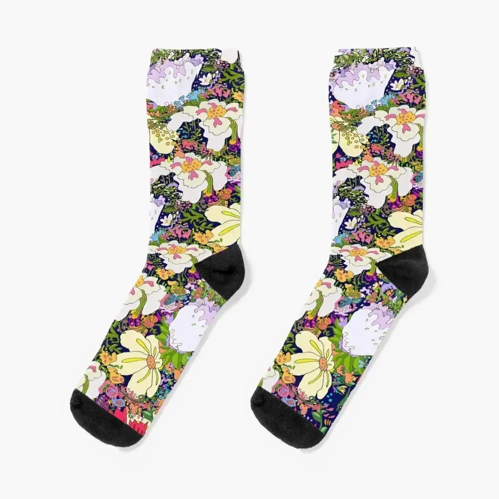 

Flower Power Wow Color Socks crazy retro happy kids Men's Socks Luxury Women's
