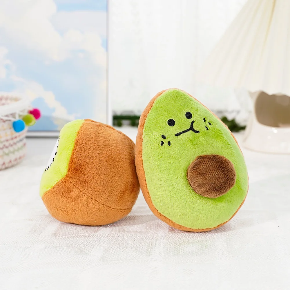 Pet Plush Toy Avocado Kiwi Sound Toy Teeth Grinding and Cleaning Teeth To Relieve Boredom Dog Cat Toys for Medium and Small Dogs