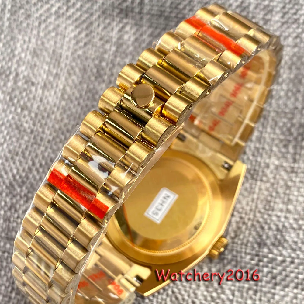 New Bliger Luxury36mm 39mm Luminous Yellow Gold Roman Numeral Dial Sapphire Glass NH35A Automatic Watch For Men