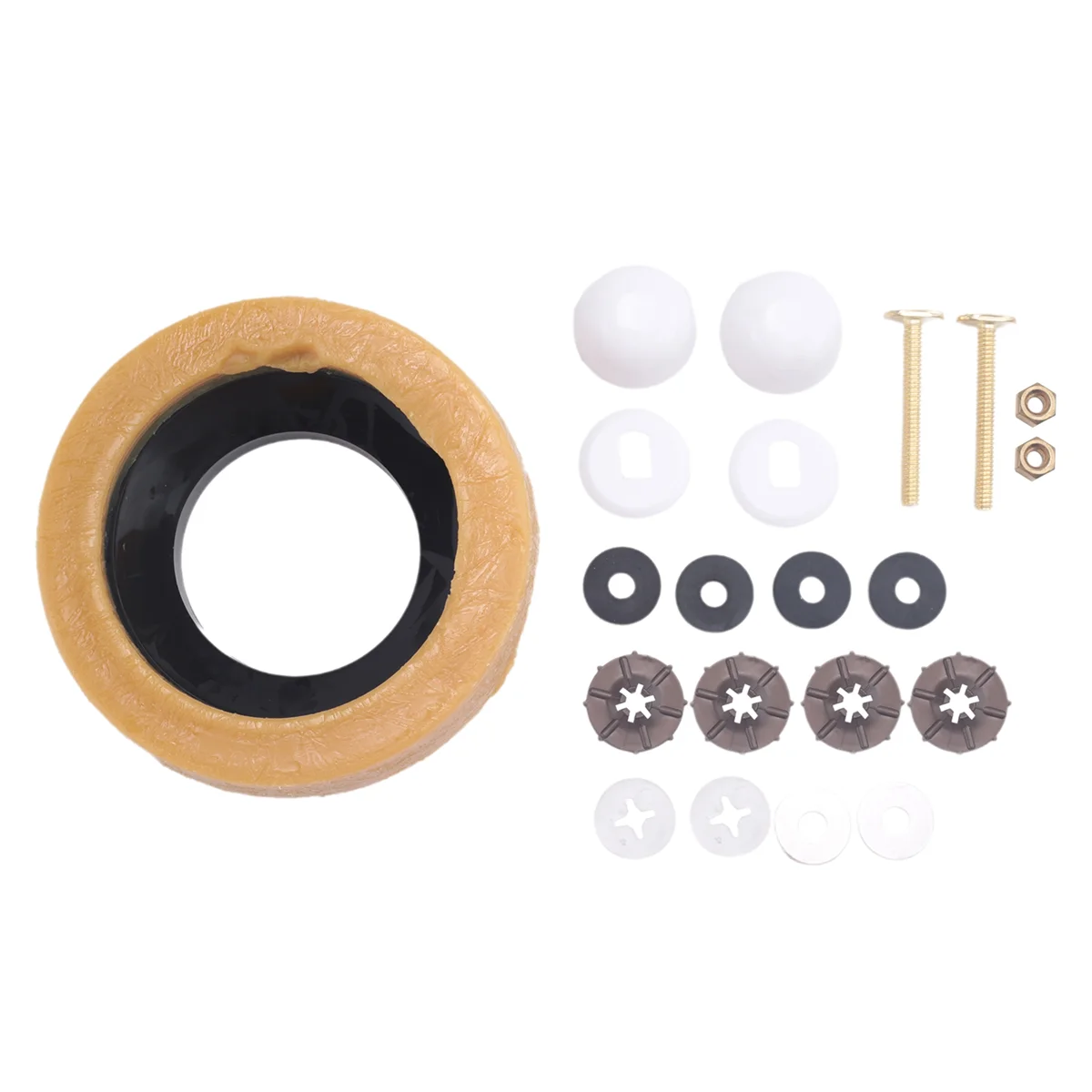 Toilet Wax Ring Kit for Floor Outlet Toilets New Install or Re-seat Include Closet Bolts,Bolt Caps,Flange and Washers