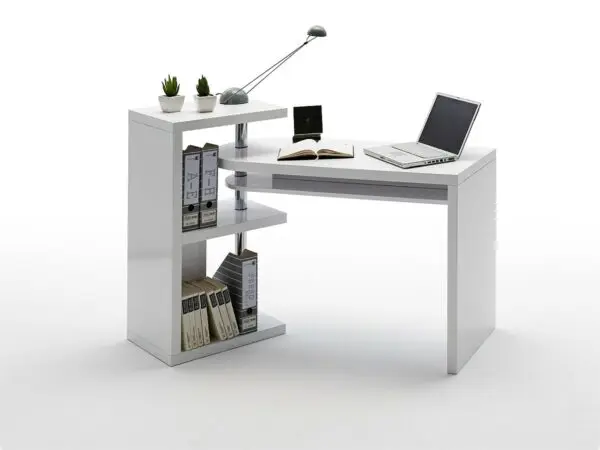Home Field White Hochglanz Lackierter Drehbarer Computer Tisch