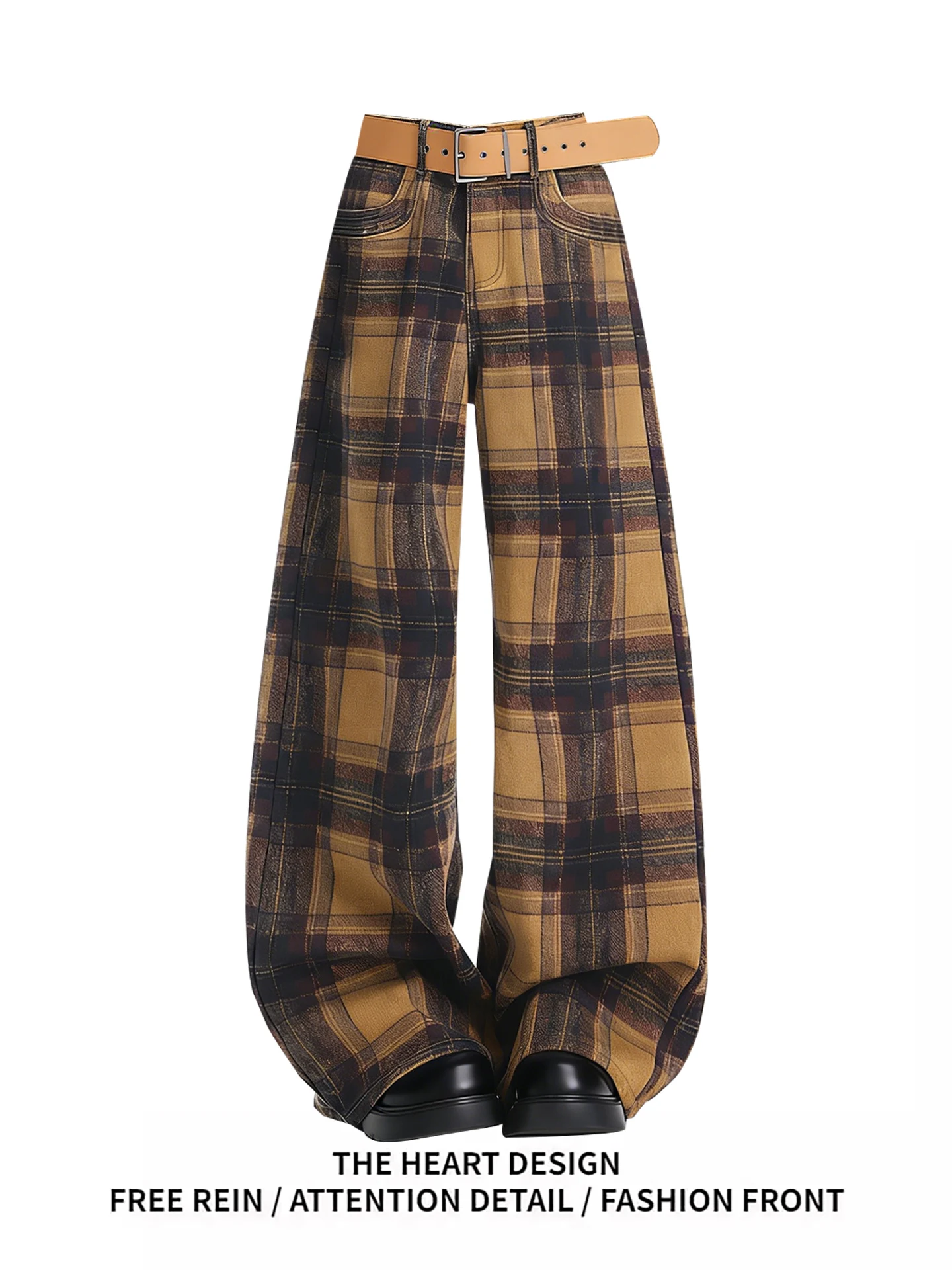 

Женские свободные широкие джинсы в американском стиле в стиле ретро, брюки прямого кроя с высокой талией, осенне-зимние дизайнерские брюки Sense