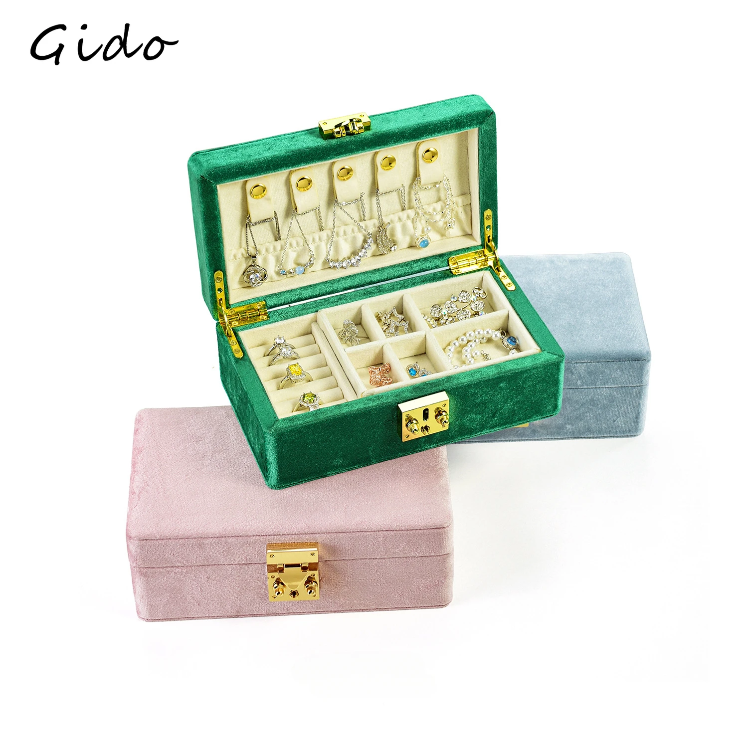

Velvet Jewelry Box Simple Portable Luxury Ring Necklace Bracelet Alajeros Para Joyas Organizador