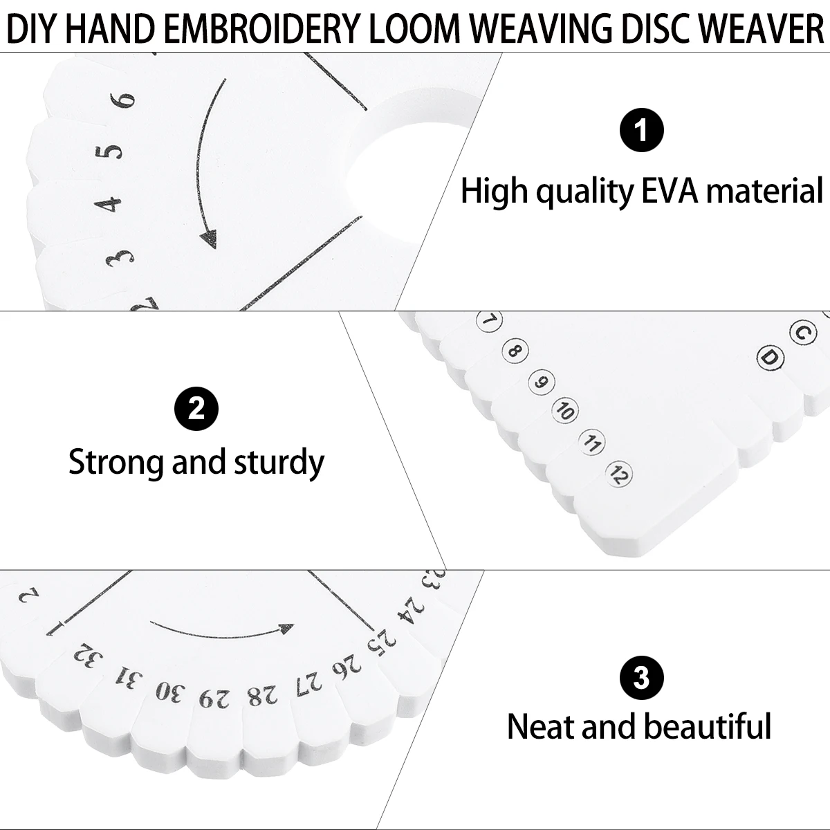 

2pcs Braider Set Weaving DIY Craft EVA Plate Knitting Accessories White Braiding Board Discs for Bracelet Handmade Jewelry Kits