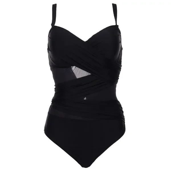 Costume da bagno donna Sexy tinta unita One Piece Summer Beachwear Vintage Mesh Swimwear costumi da bagno body costume da bagno di grandi dimensioni