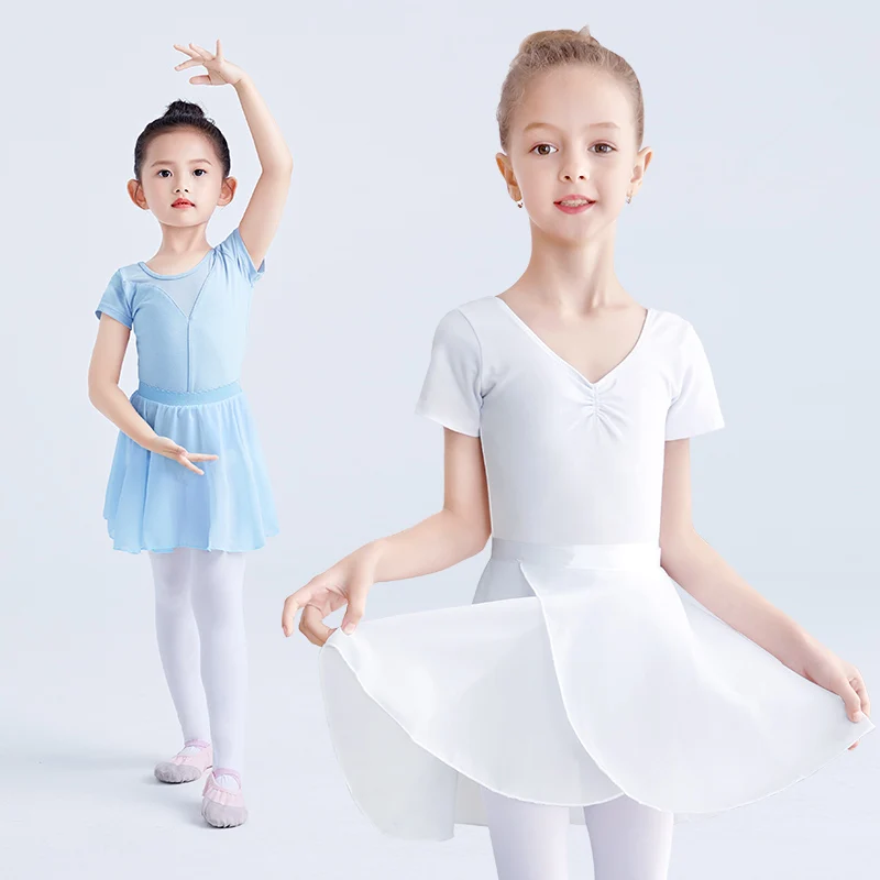 Girls Ballet Dance Skirts Chiffon Short Dancing Dress Elastic Waist Kids Ballet Practice Skirts Polyester Dance Costumes