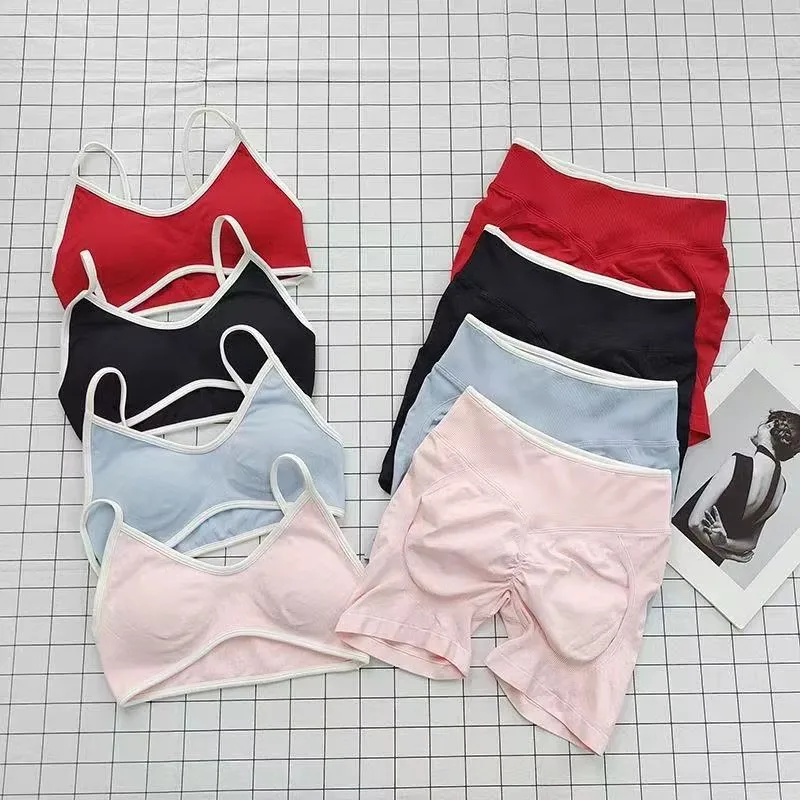 

2 Pieces Women's Gyms Sports Set Ignite Sculpt Scrunch Yoga Top Seamless Shorts Gym Workout Sportswear Legging Pants