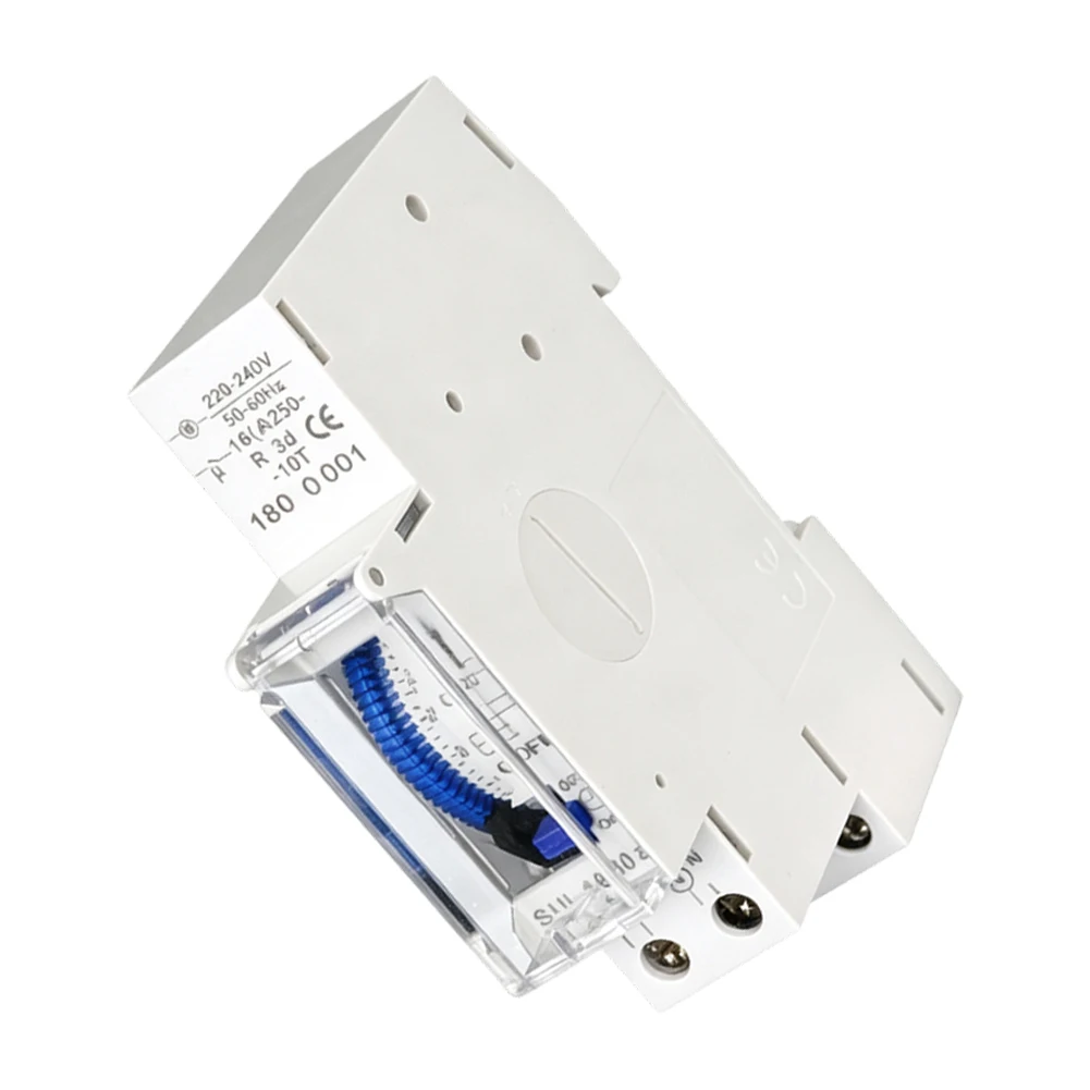 24 Hour Mechanical Timer Switch With Rechargeable Battery Memory 15 Min Interval Rail Mount For 220V Home Industrial Electrical