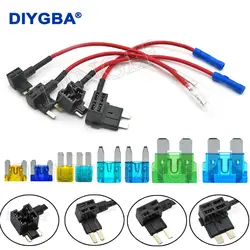 1Set 12V Mini Small Medium Size Car Fuse Holder Add-a-circuit TAP Adapter with ATM Blade Fuse Micro Mini 10A 5A 20A 25A 30A 40A