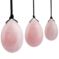 TUMBEELLUWA 3pcs/Set Natural Rose Quartz Yoni Egg Massage Stones For Women To Train Pelvic Muscles Kegel Exercise