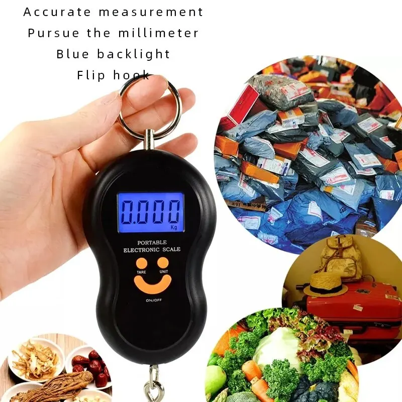 Electronic Portable Gourd Scale with Backlight for Purchasing Vegetables Electronic Scale Hook Portable Weighing 50KG 1PC