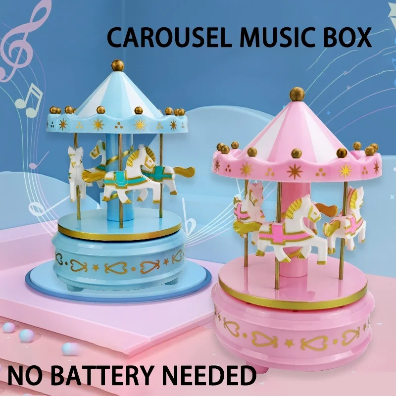 Merry-Go-Round Wooden Music Box Toy Child Baby Game Home Decor Carousel Horse Music Box Christmas Wedding Birthday Gift