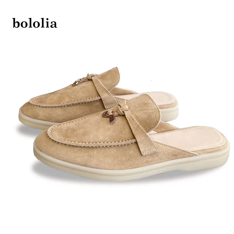 

High Quality Women's Genuine Leather Suede Leather Loafers Flat Mules Comfortable Casual Slipper Fashion Footwear