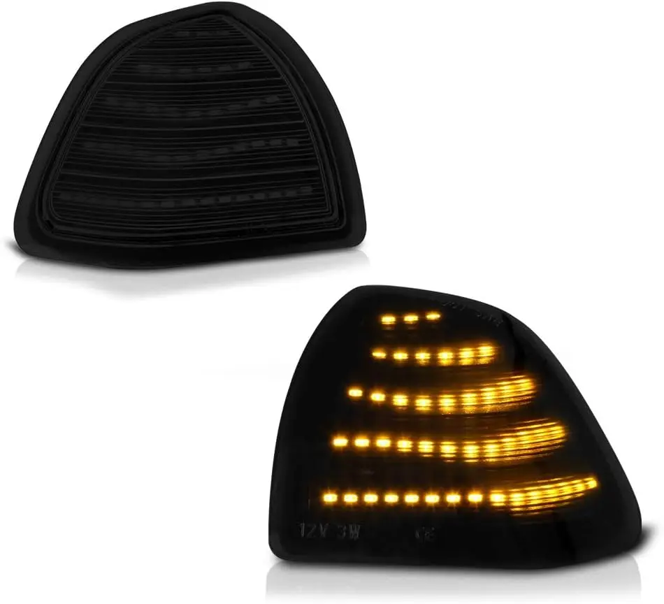 For 2009-2022 Compatible with Dodge RAM 1500 2500 3500 Classic Dark Smoke Amber LED Strips Side Towing Mirror Indicator