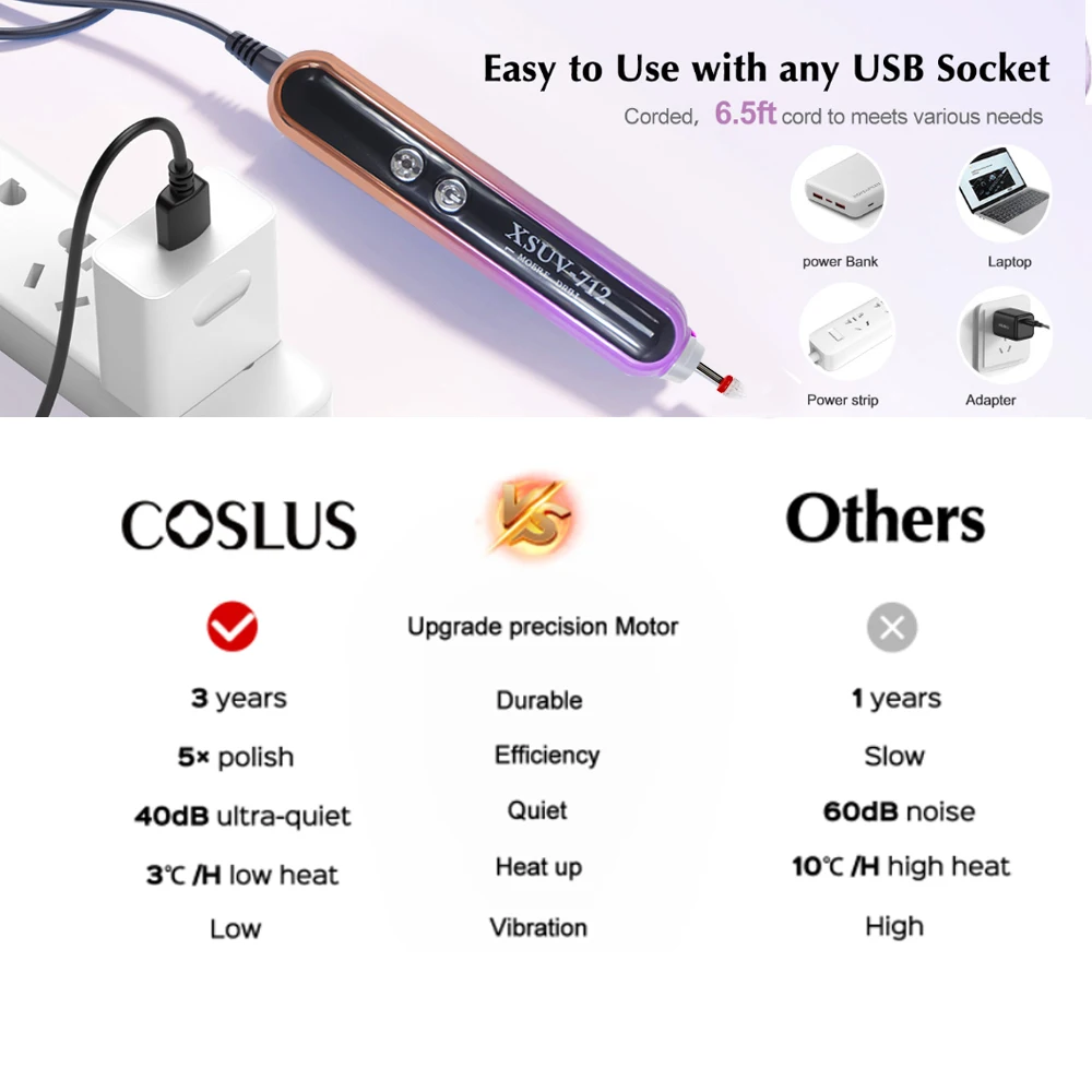 قلم عازل أظافر كهربائي يعمل بمنفذ USB للاستخدام المنزلي أداة تلميع الأظافر لطحن الجلد الميت #4