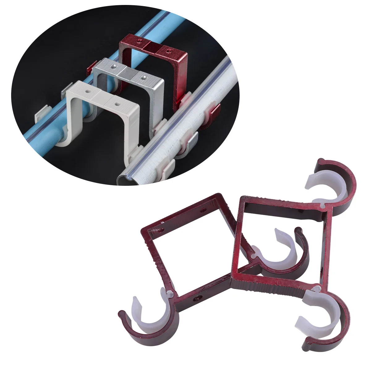 

2 PCS Rod Aluminum Alloy Curtain Bracket Brackets Double Hook Thicken Rods