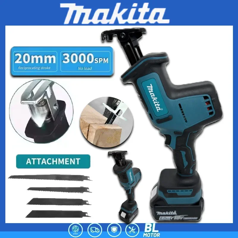 Makita Tool Reciprocating Saw Cordless Brushless Speed Adjustable Metal Wood Electric Saw for 18V Battery Power Tools