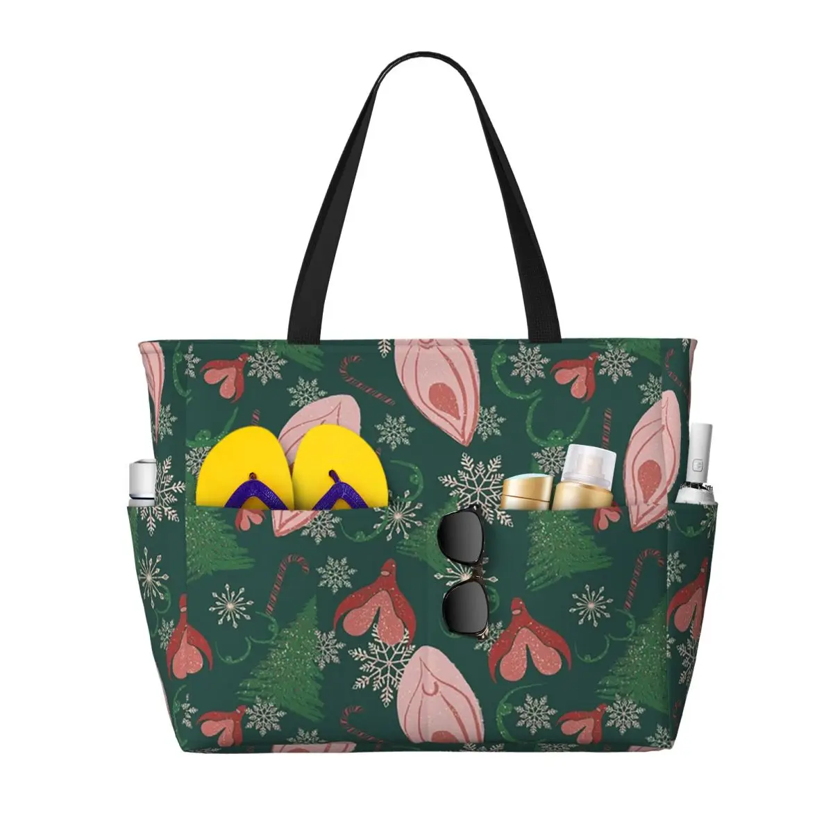 

Christmas Vulva Green Beach Tote Bag Sport Gym Yoga Duffle Large Tote Bag Women Travel Bag Fitness bag