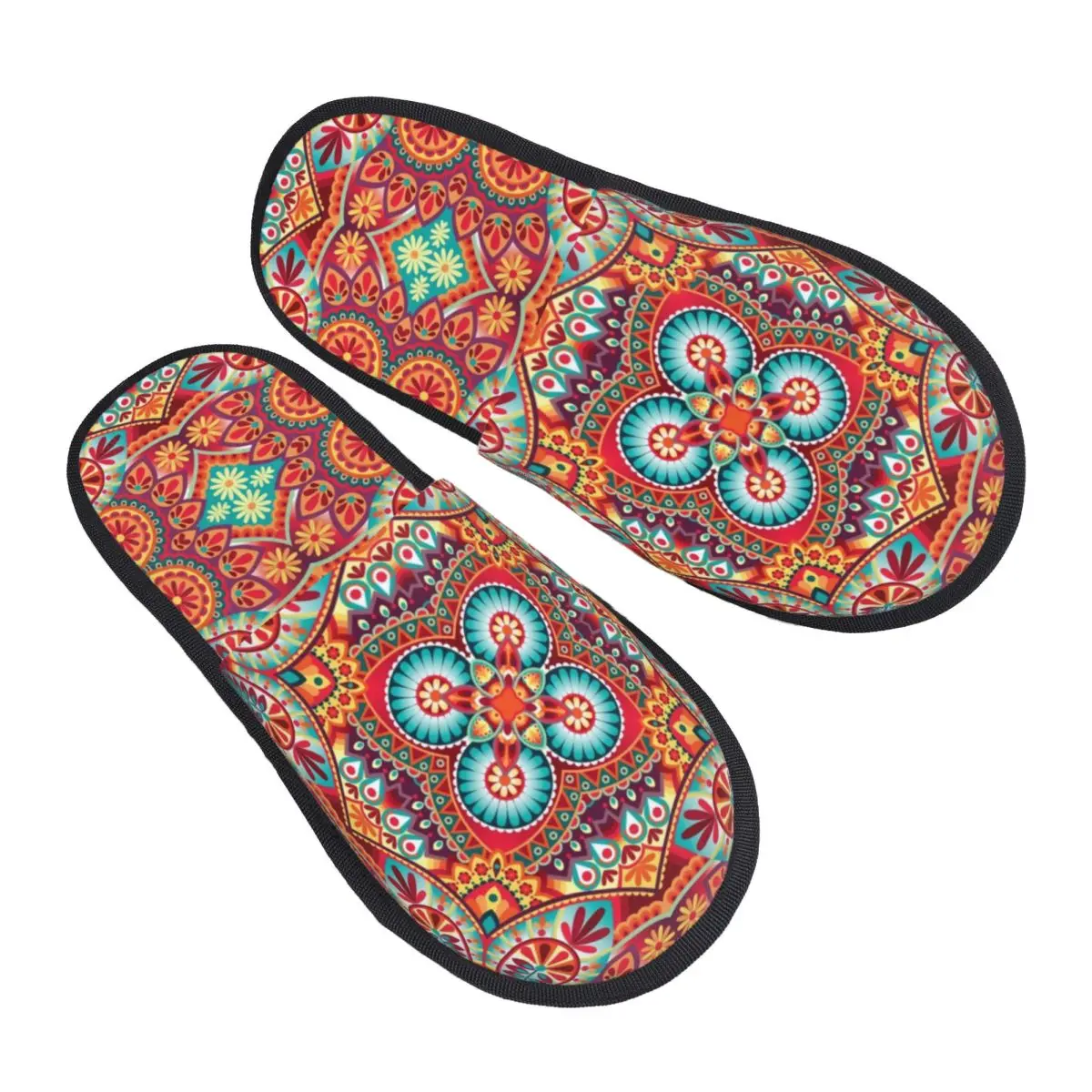 Custom Print Vintage Paisley Oriental Kerchief House Slippers Cozy Bohemian Floral Memory Foam Fluffy Slipper Outdoor Shoes