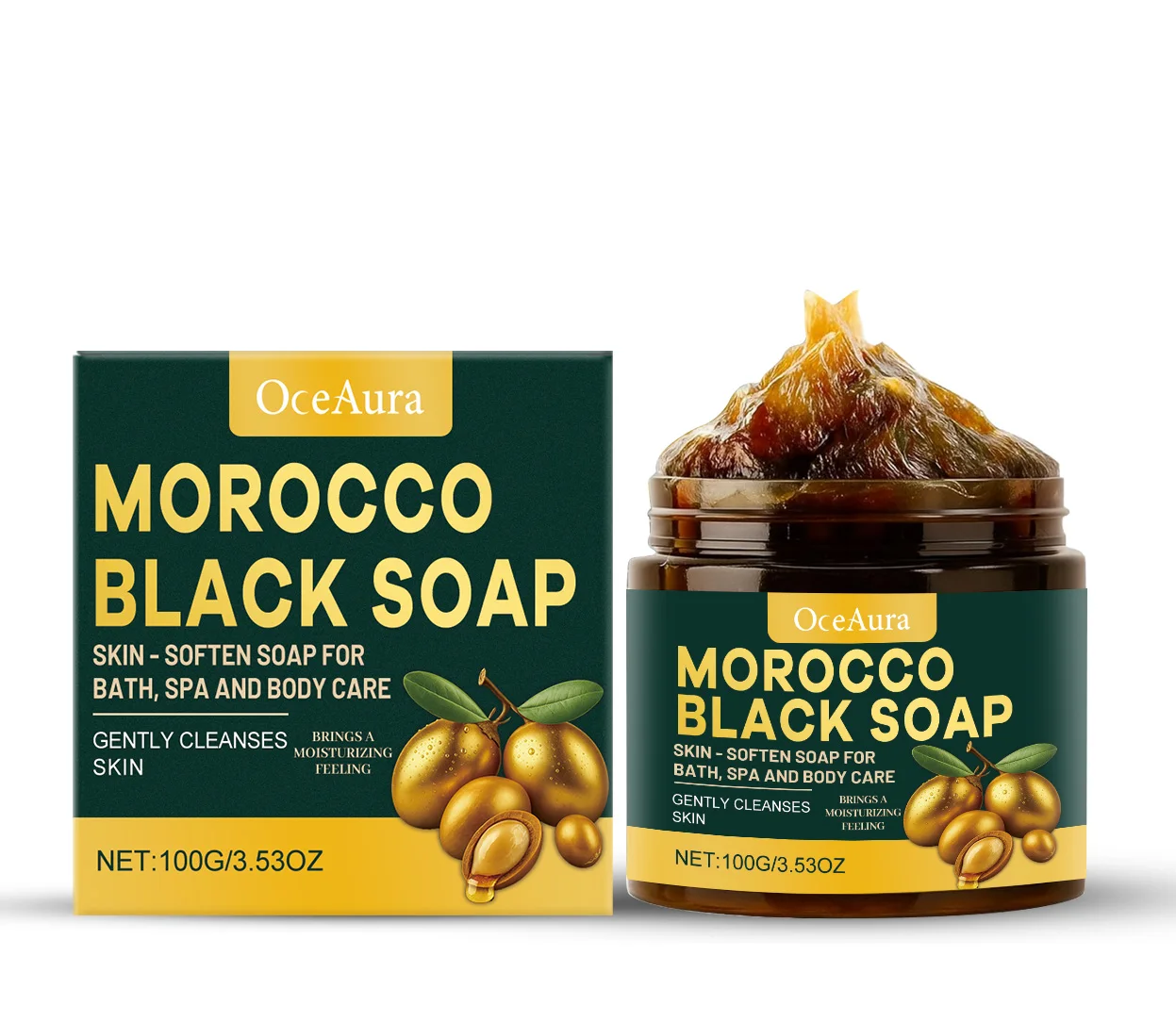 Morocco Black Soap for Bath Spa Body Cleaning Exfoliate Dead Skin Removal Anti Acne Smoothing Moisturizing Skin Body Wash Soap