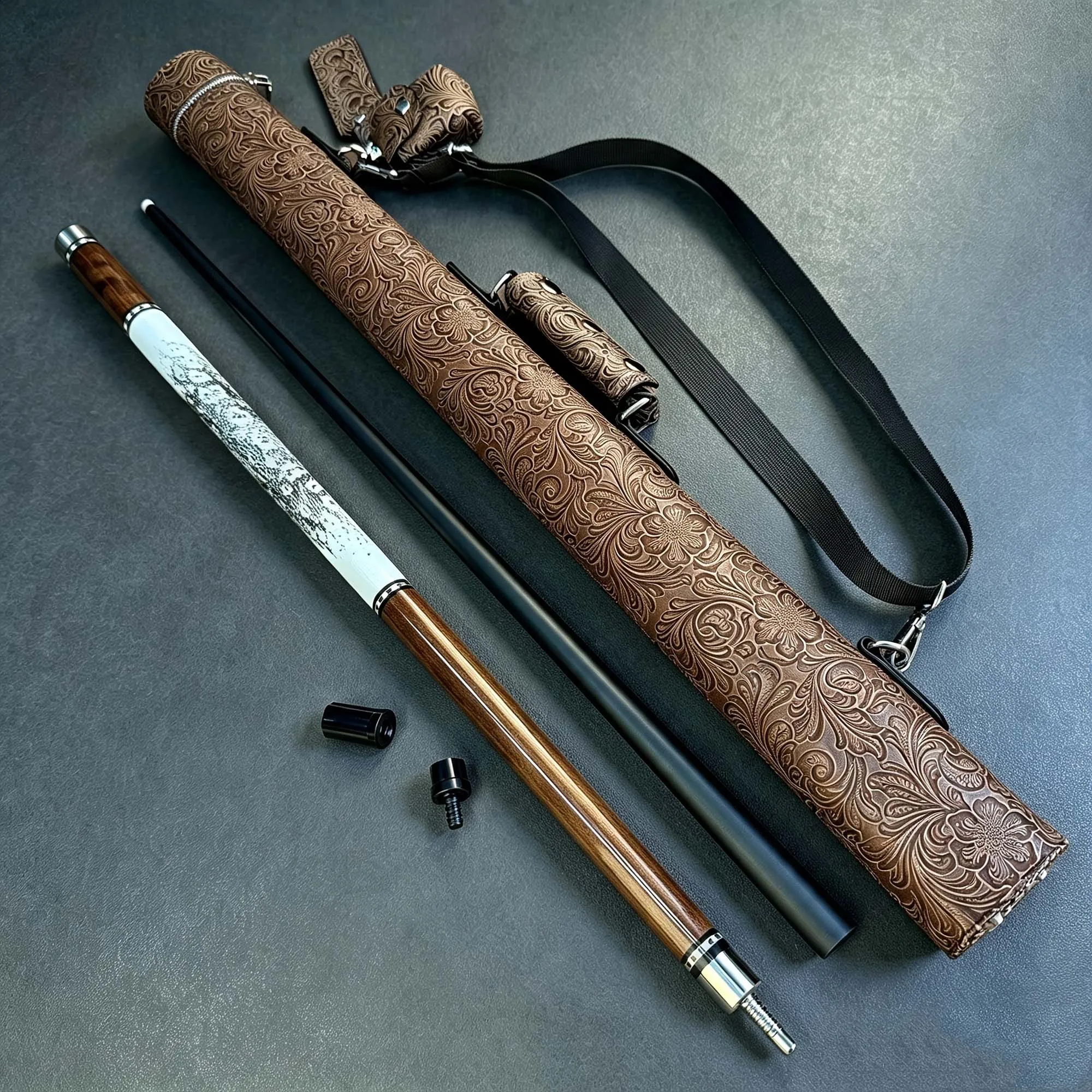 Professional Billiard Stick Set, 1/2 Split-Style Billiard Sticks Paired with a Two-Hole Billiard Stick Case, a Festive Gift