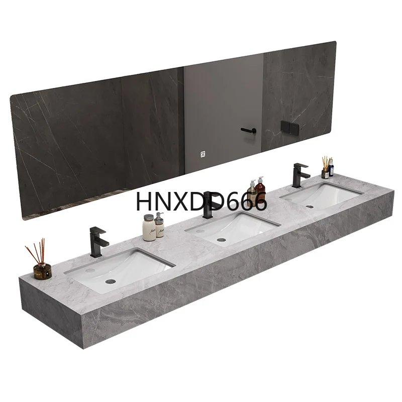 

Marble double basin sink bathroom cabinet combination