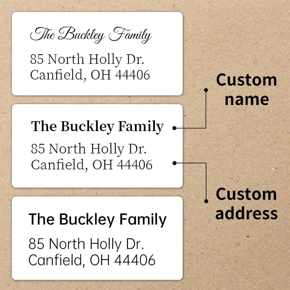 Пользовательские белые персонализированные адресные наклейки с обратным именем, самоклеящиеся плоские прямоугольные наклейки для спины в школу, офиса, дома, подарки для семьи