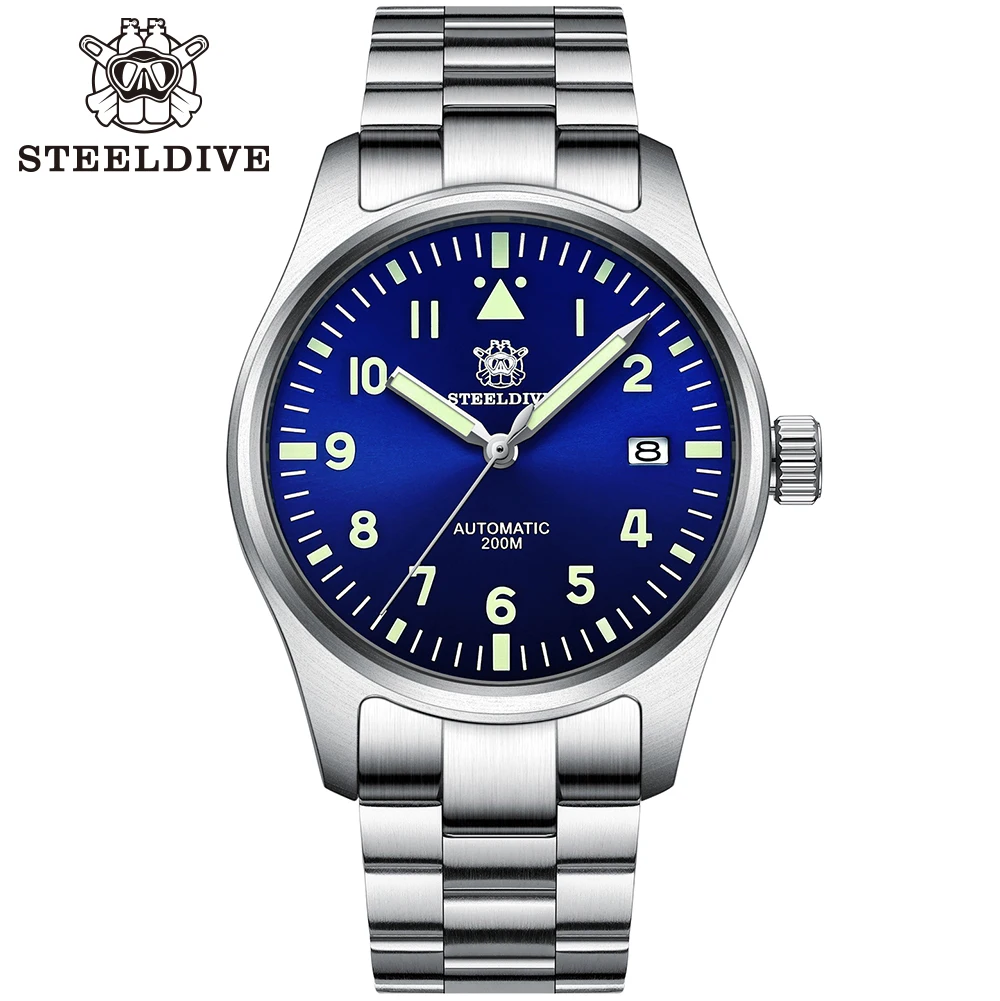 STEELDIVE Limited Supply SD1940 39MM Case Sapphire Glass 20Bar Waterproof NH35 Movement C3 Green Luminous Mens Dive Wristwatch