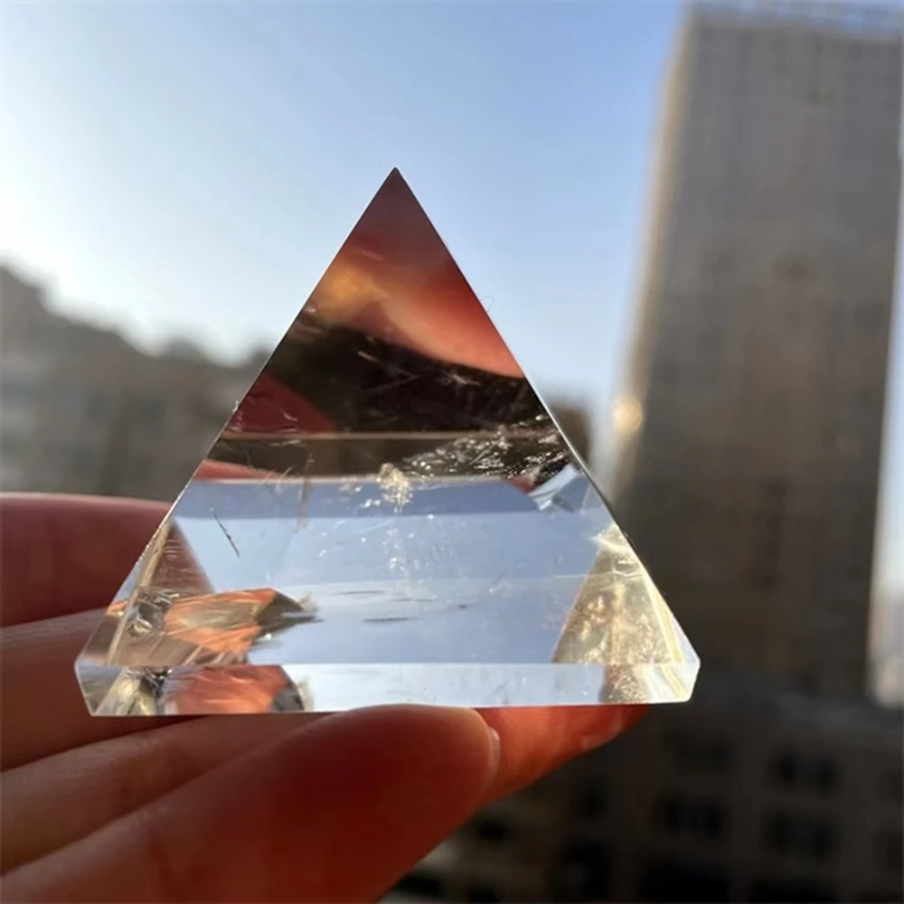 Natural Clear Quartz Crystal Energy Tower Reiki Mineral Pyramid Gemstone Decor