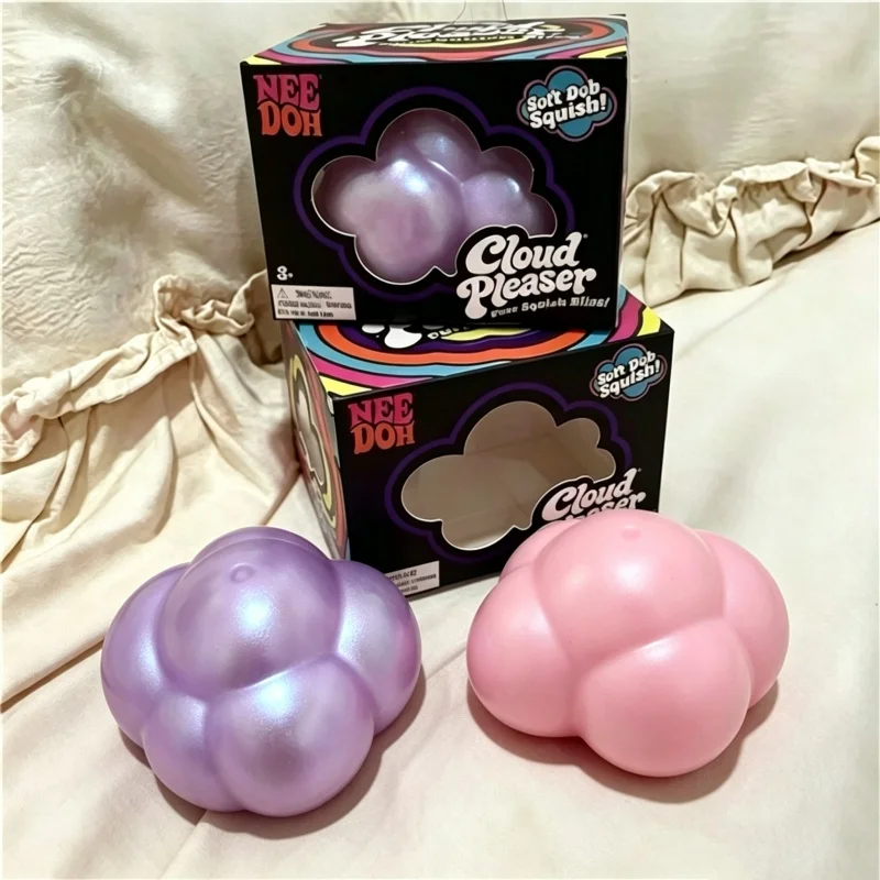Needoh Cloud Pleaser Iridescent Pearl Cloud Fidget Squeeze Toy Flour Filling Quick Rebound Soothing Sensory Anxiety Squish Ball