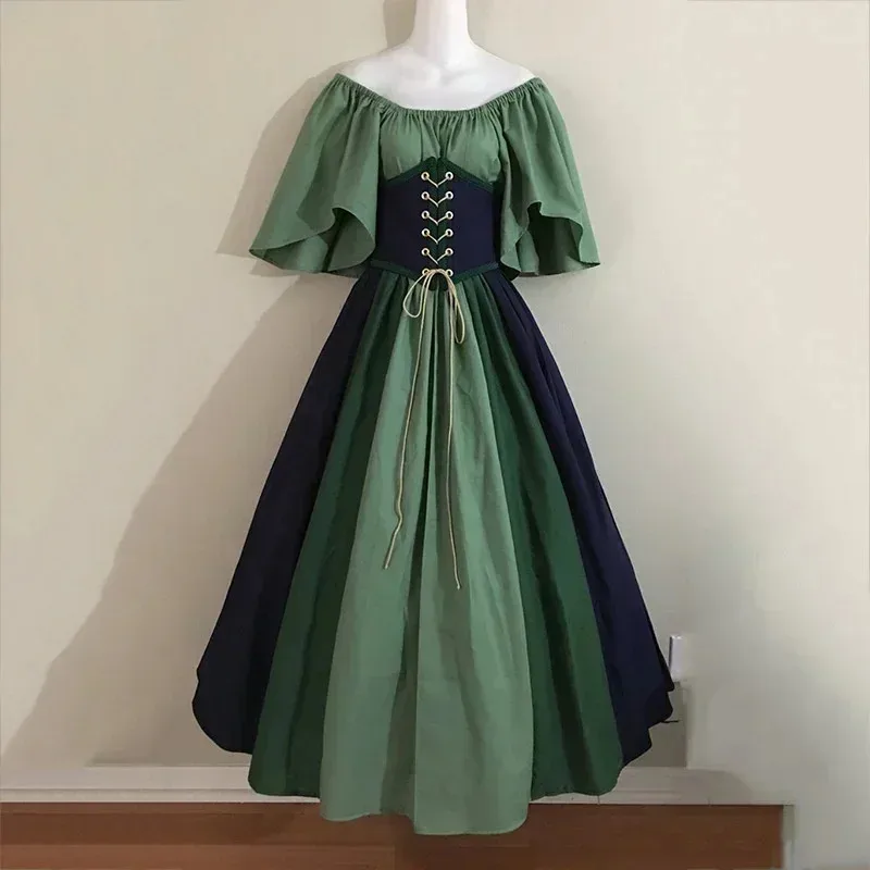 

European Medieval Costume for Women, Halloween Corset, Gothic Renaissance Dress, Plus Size, Flared Sleeves, Dress