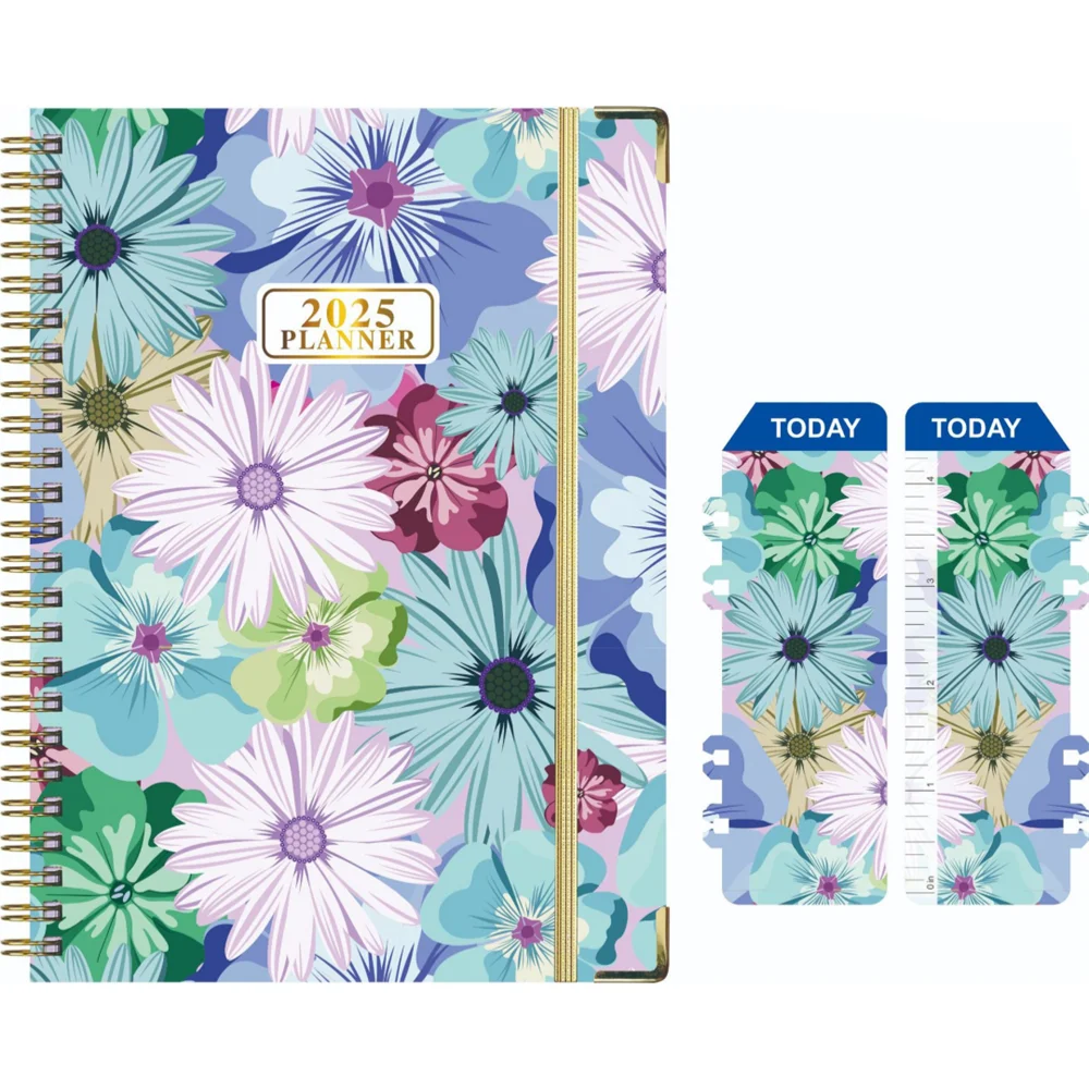 2025.1-2025.12 Agenda Planner Notebook Floral Loose-Leaf Coil Notebook Diary To Do List Weekly Planner Schedule Calendar Notepad