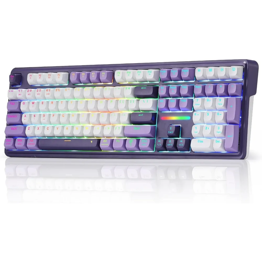 Wireless RGB Mechanical Gaming Keyboard with 108 Keys and Noise Dampening Features